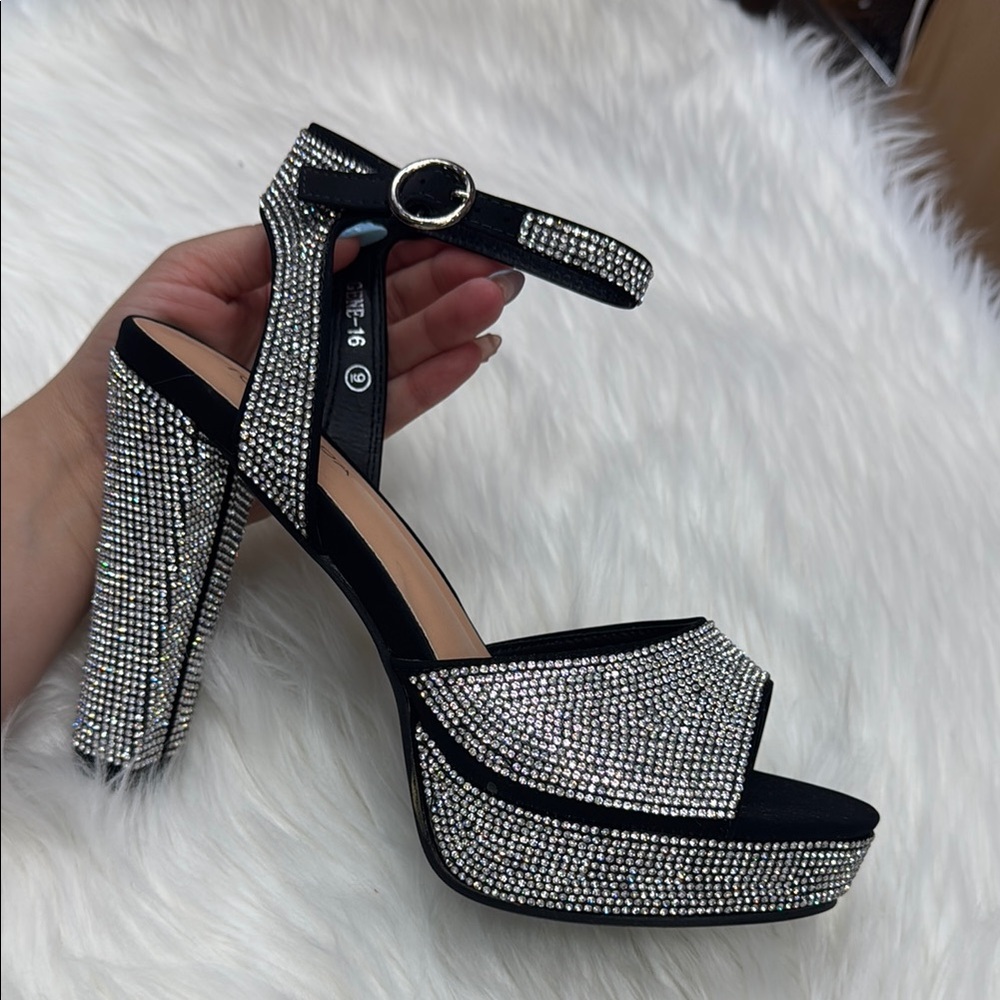 Elegant Black and Silver Women's Platform Heels